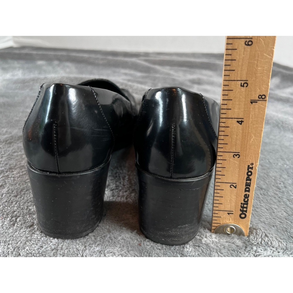 Coach Patent Leather Penny Loafers Womens 10 Black Square Toe Heeled - Picture 5 of 8
